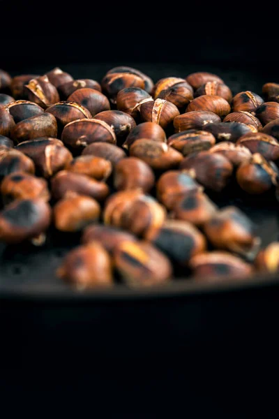 Roasted Chestnuts Grill Details Copyspace — Stock Photo, Image