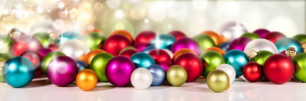 Panorama Lot Colorful Christmas Decoration — Stock Photo, Image