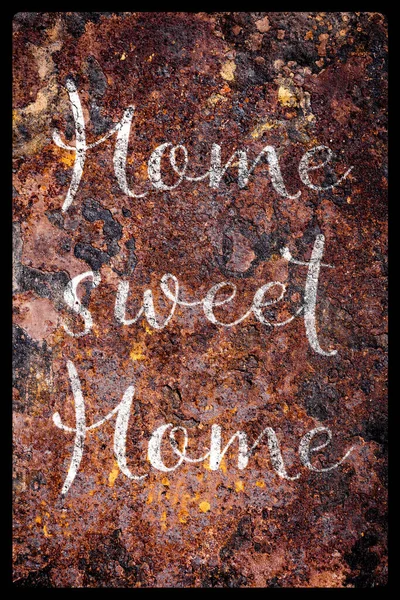 Rusty Sign Text Home Sweet Home Black Frame — Stock Photo, Image