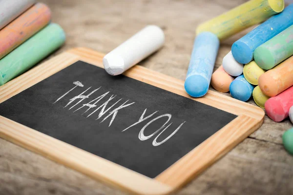 Thank You Colorful Crayon Wooden Table — стоковое фото