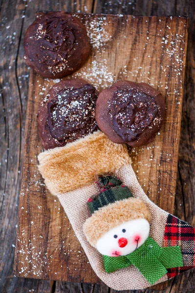 Fresh Baked Chocolate Cookies Christmas — Stock Photo, Image