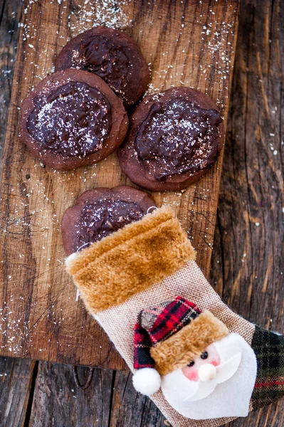 Fresh Baked Chocolate Cookies Christmas — Stock Photo, Image