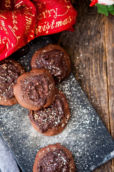 Fresh Baked Chocolate Cookies Christmas — Stock Photo, Image