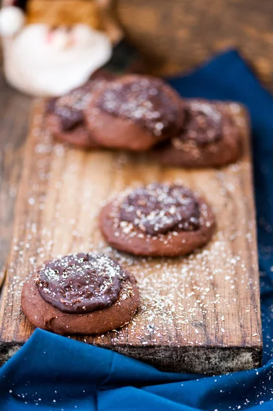 Čerstvé Pečené Čokoládové Cookies Vánocům — Stock fotografie