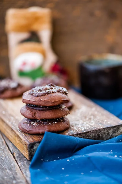 Fresh Baked Chocolate Cookies Christmas — Stock Photo, Image