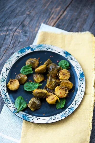 Baked Brussels Sprouts Turmeric — Stock Photo, Image