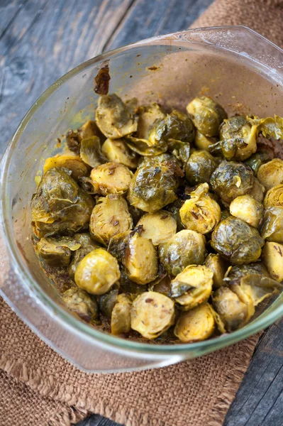 Baked Brussels Sprouts Turmeric — Stock Photo, Image