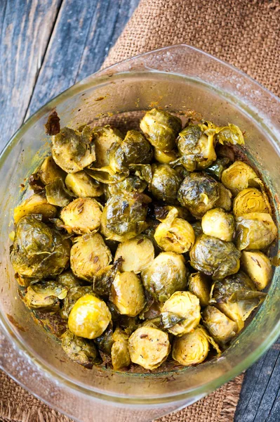 Baked Brussels Sprouts Turmeric Stock Photo