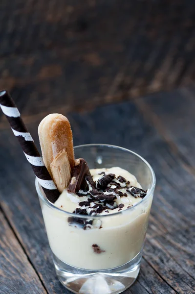 Vanilla Chocolate Pudding Glass — Stock Photo, Image