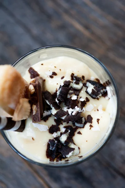 Vanilla Chocolate Pudding Glass — Stock Photo, Image