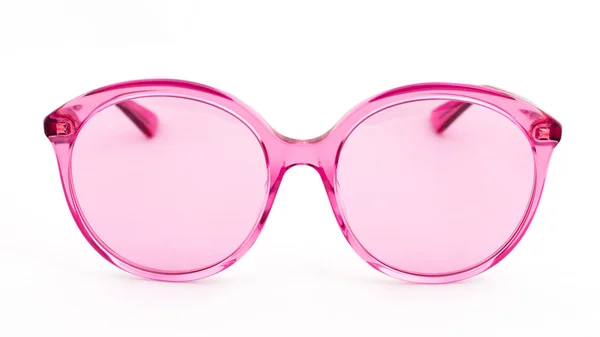 Gafas Sol Rosadas Sobre Fondo Blanco Vista Lateral — Foto de Stock
