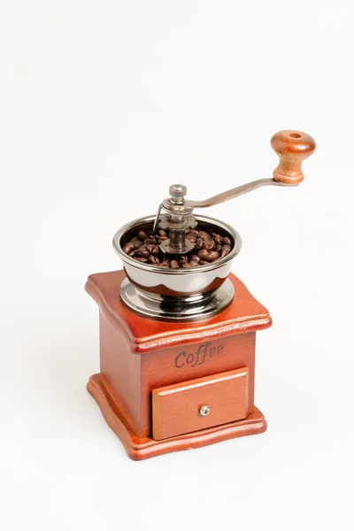 Close Coffee Grinder White Background Stock Image