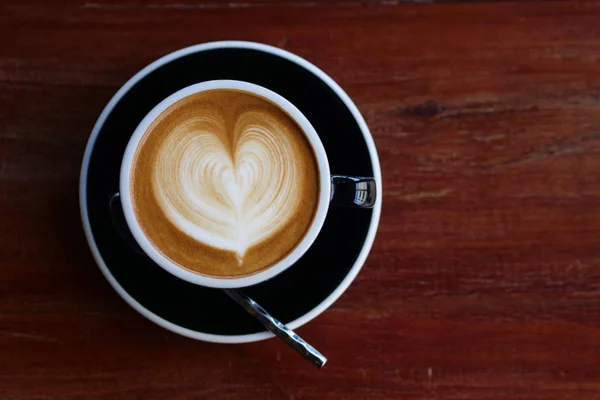 Cloase Coffee Cup Wooden Table Coffee Shop — Stock Photo, Image