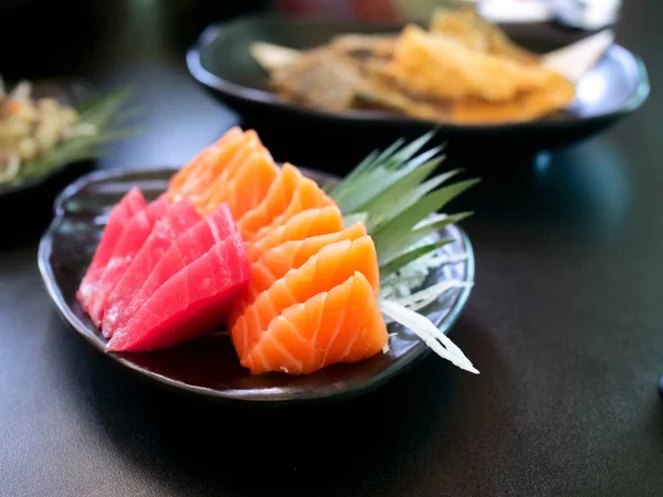 Färsk Lax Sashimi Japanska Resturant — Stockfoto