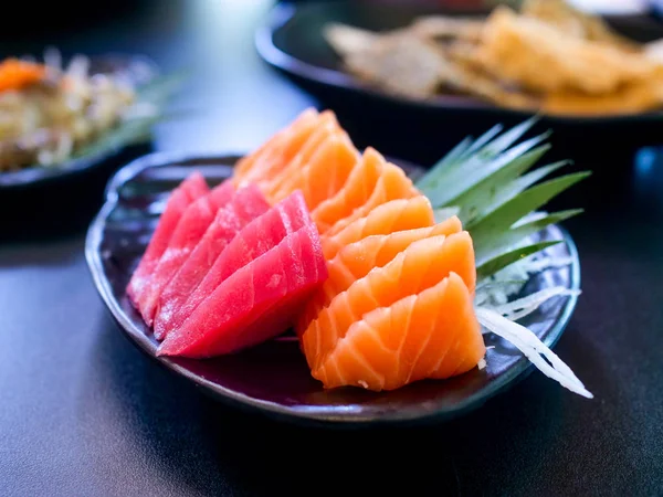 Färsk Lax Sashimi Japanska Resturant — Stockfoto