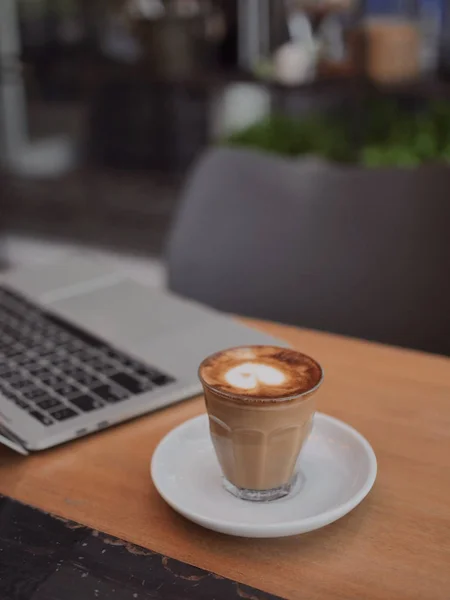 Coffee Latte Art Coffee Shop Cafe Vintage Color Tone — Stock Photo, Image