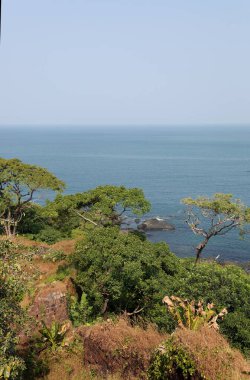  Hindistan. Goa mı? Cabo De Rama Kalesi 'nden okyanus manzarası.