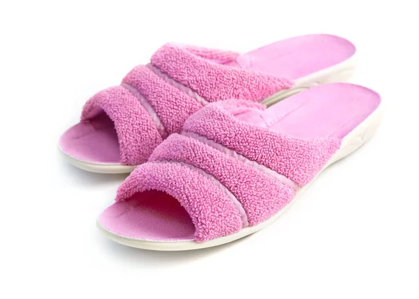 Pantofole Rosa Isolate Sfondo Bianco — Foto Stock