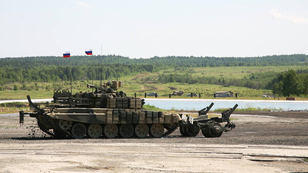 historical military tank in the field