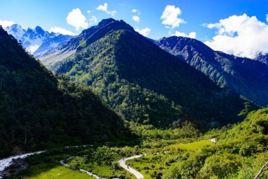 Kuzey Sikkim bir dağ vadinin doğal görünümü
