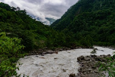 Teesta Himalaya dağ vadi boyunca akan nehir
