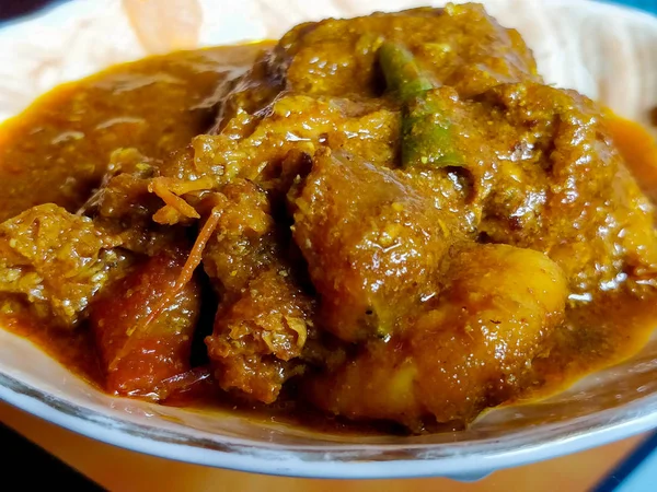 Teller Voll Malaiischer Garnelen Ein Indisches Garnelengericht — Stockfoto