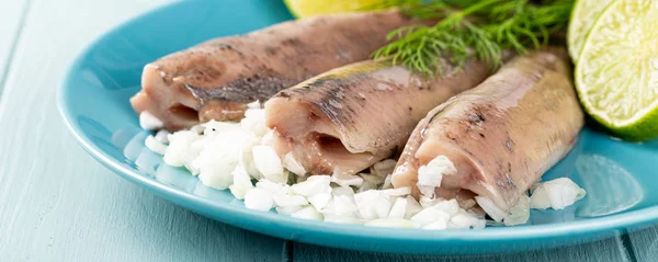 Traditional dutch food herring fish