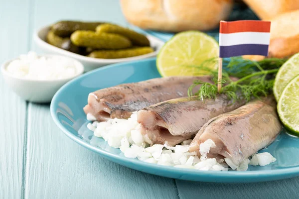 Traditional dutch food herring fish