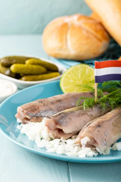 Traditional dutch food herring fish — Stock Photo, Image