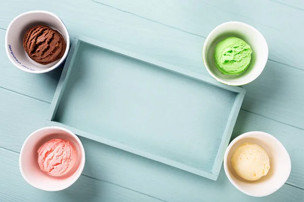 Homemade assorted ice cream in a bowl — Stock Photo, Image