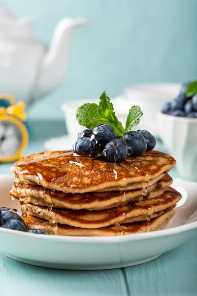 Delicious pancakes with chocolate drops — Stock Photo, Image