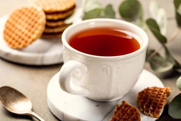 Copa de té con galletas de jarabe — Foto de Stock