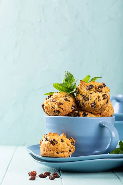 Bolinhos de passas deliciosos caseiros frescos — Fotografia de Stock