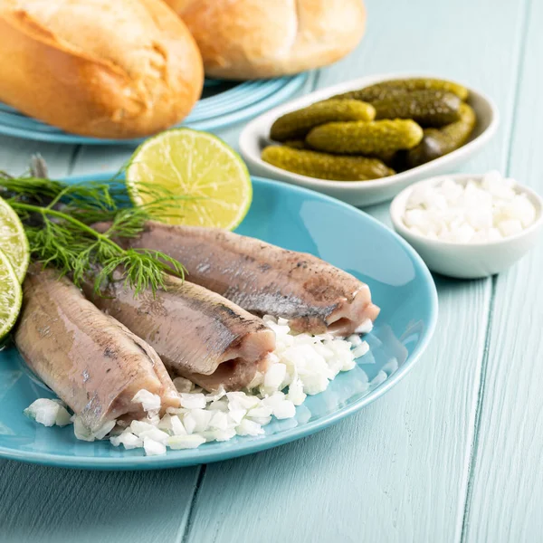 Traditional dutch food herring fish — Stock Photo, Image