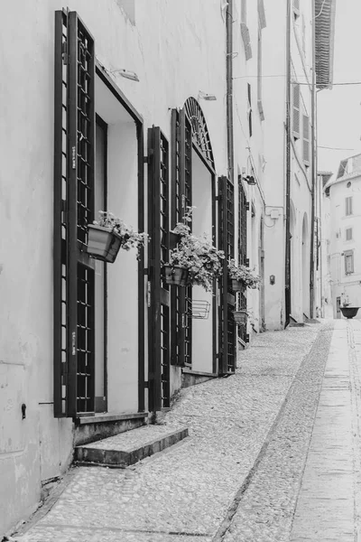 Alley of Spoleto in black and white colors