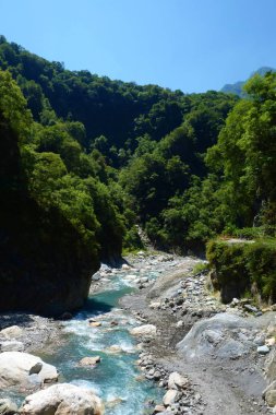 Hualien güzel doğal Kanyon ve iz Taroko Milli Parkı'nda hiking akışı, Tayvan'da bulunan