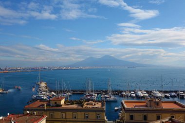 Napoli, İtalya, Güney Avrupa'nın kale üzerinden havadan görünümü