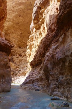 Wadi Zarqa canyon located in Jordan near to the dead sea clipart
