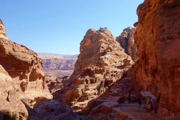 Antigua Ciudad Rocosa Abandonada Petra Jordania Como Atracción Turística Situada — Foto de Stock