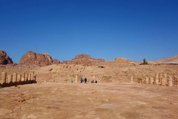 Gamla Övergivna Rock Staden Petra Jordanien Som Turistattraktion Som Ligger — Stockfoto