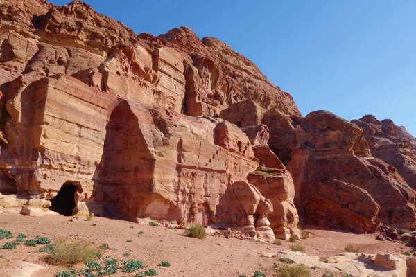 Antigua Ciudad Rocosa Abandonada Petra Jordania Como Atracción Turística Situada — Foto de Stock