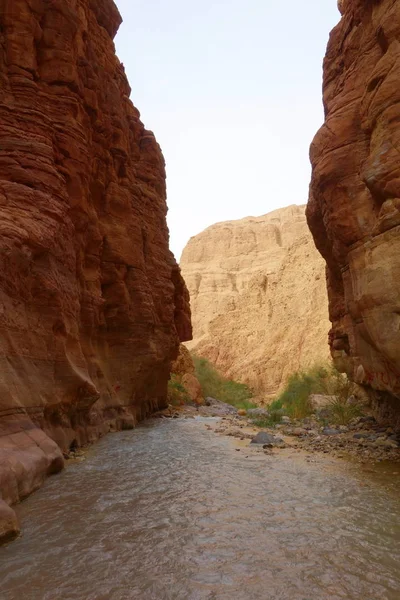 Kanion Zarqa Wadi Znajduje Się Jordanii Blisko Morza Martwego — Zdjęcie stockowe