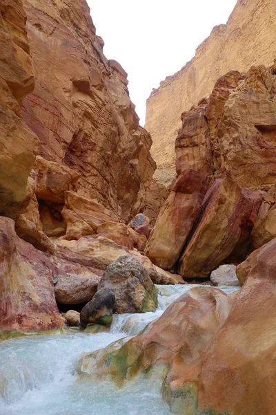 Wadi Zarqa Canyon Gelegen Buurt Van Dode Zee Jordanië — Stockfoto