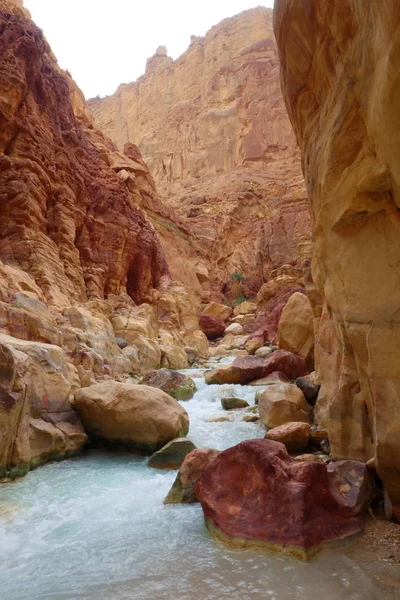 Cañón Wadi Zarqa Situado Jordania Cerca Del Mar Muerto — Foto de Stock