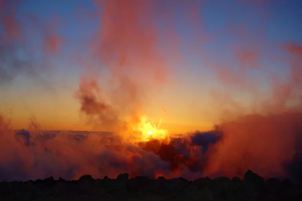 Colorida Puesta Sol Las Montañas Isla Palma España — Foto de Stock