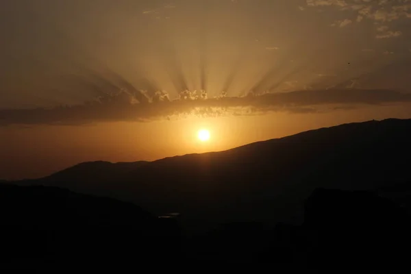 Sonnenuntergang Von Den Türkischen Bergen Der Nähe Von Hasankeyf Türkei — Stockfoto