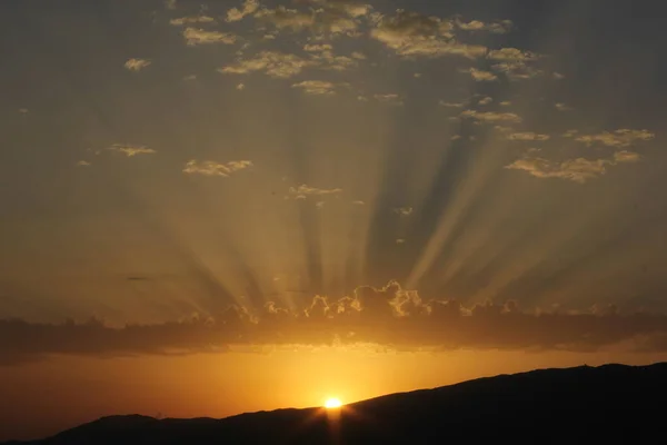 Sonnenuntergang Von Den Türkischen Bergen Der Nähe Von Hasankeyf Türkei — Stockfoto