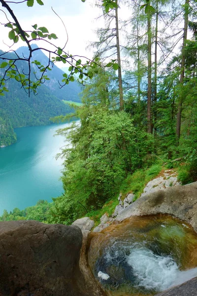 Impresionantes Aguas Coloridas Konigsee Conocido Como Lago Más Profundo Limpio —  Fotos de Stock