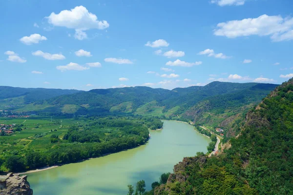 Vista Aerea Panoramica Della Bellissima Valle Del Wachau Con Storica — Foto Stock