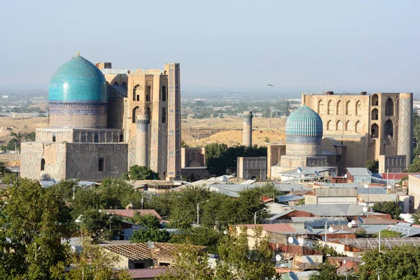 Uzbekistán Provincia Samarcanda Samarcanda Vista Aérea Plaza Registán — Foto de Stock